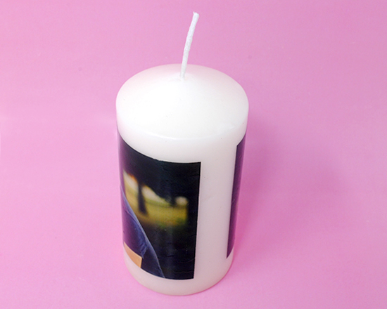 dettaglio stampa candela personalizzata