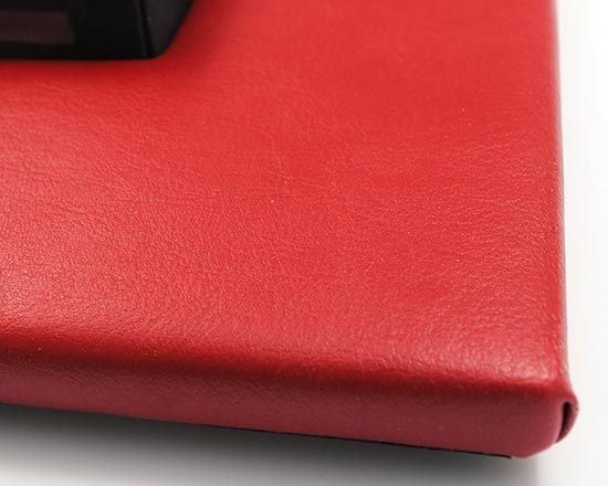 tela con cornice con pelle rossa