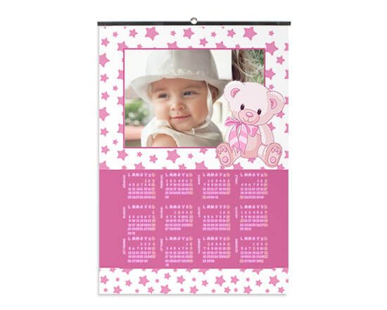 Calendario A3 pagina singola Orsetto e stelle