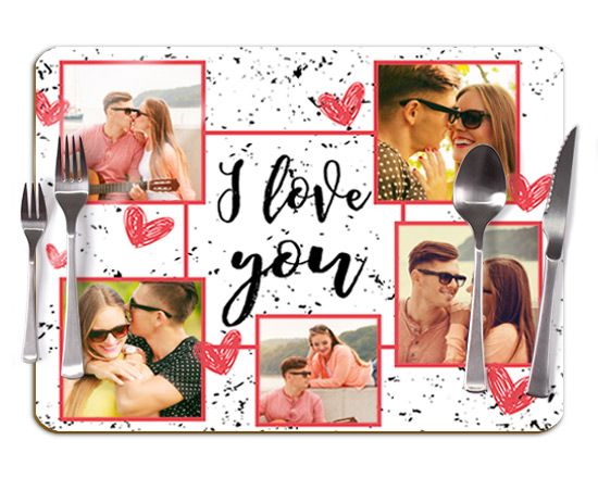 Tovaglietta in sughero I love you collage