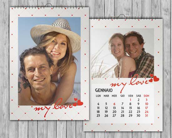 Calendario personlizzato con sfondo romantico