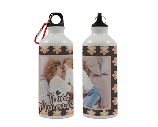 Borraccia con grafica con fiori rosa