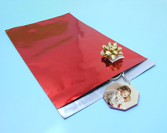 portachiavi con foto ottagonale e confezione regalo