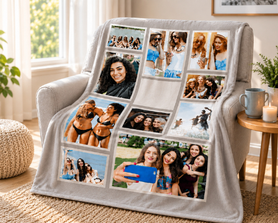 coperta personalizzata con collage di foto