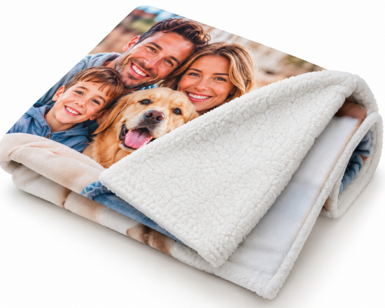 coperta personalizzata doppio strato con retro agnellato sherpa