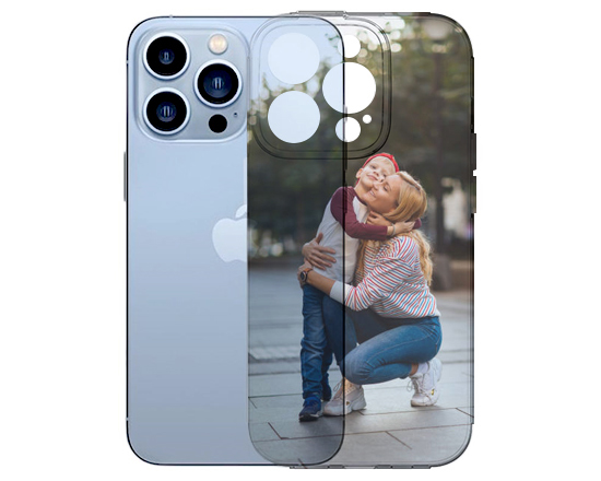 Cover trasparente iphone 14 pro con foto di mamma e figlio