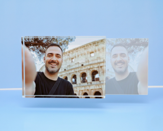 cristallo personalizzato orizzontale vista fronte retro