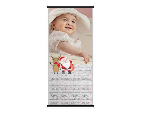 il calendario 30x70 dalla grafica natalizia con Babbo Natale e la renna