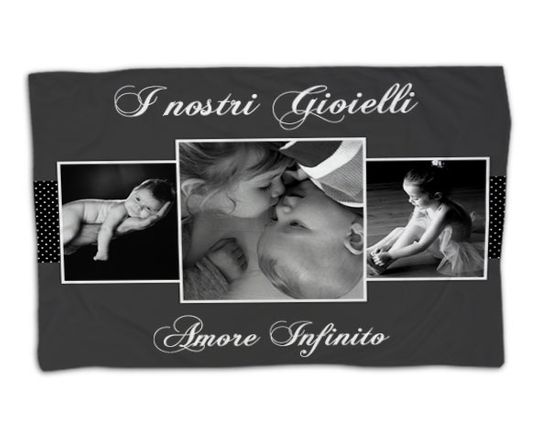 Un plaid dal colore grigio per la sua grafica collage