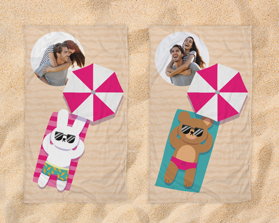 stampa foto e grafiche su coppia di teli mare