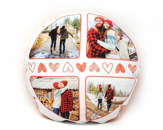 Cuscino rotondo Emoji Four Hearts