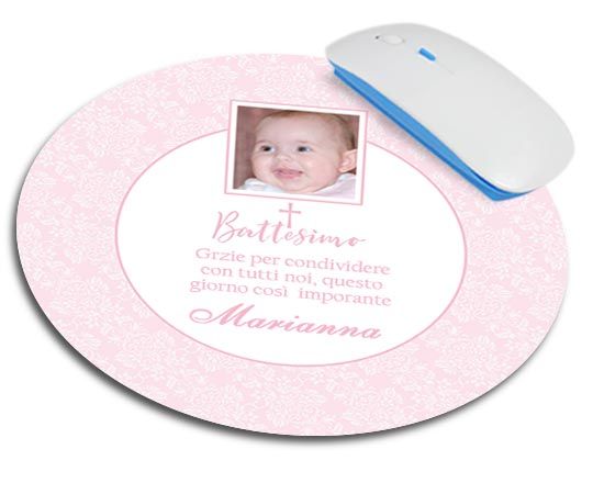 Tappetino mouse tondo Ghirigori rosa