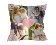 Cuscino personalizzato con grafica collage e cuore rosa