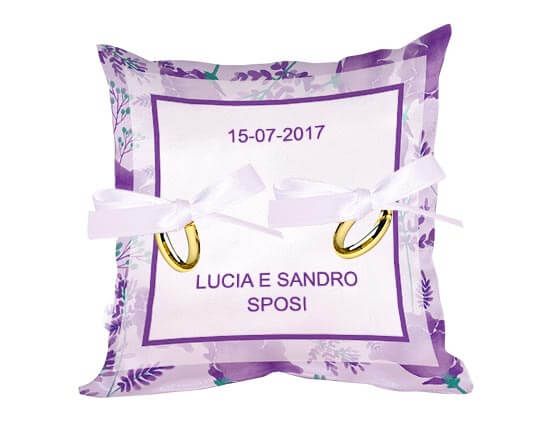 Cuscino portafedi con grafica viola