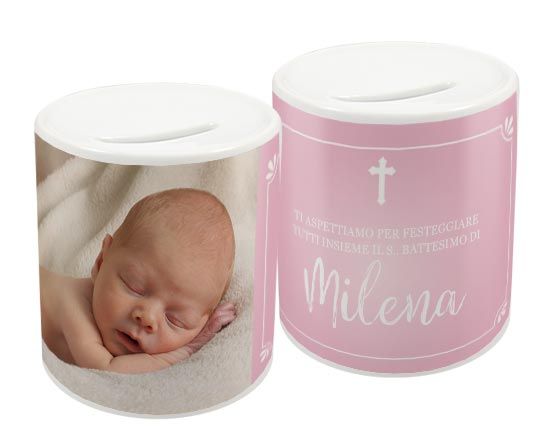 Salvadanaio con grafica battesimo, Baptism her