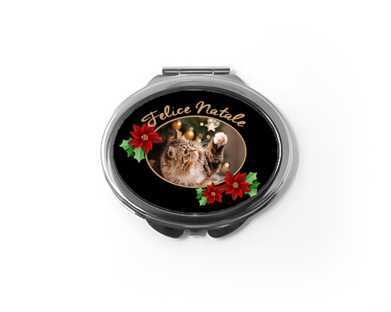 Specchietto ovale natalizio con foto e grafica