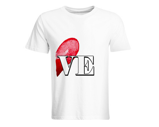 Maglia a manica corta con stampa di s. valentino