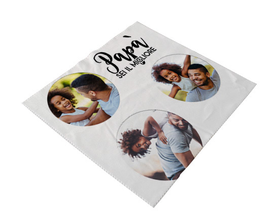 Pezzolina occhiali con grafica collage con cerchi