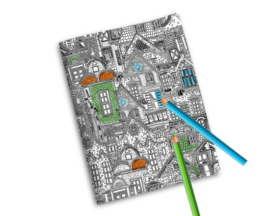 Copertina quaderno con grafica con case