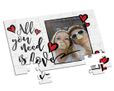 Cuori e scritta su puzzle A4
