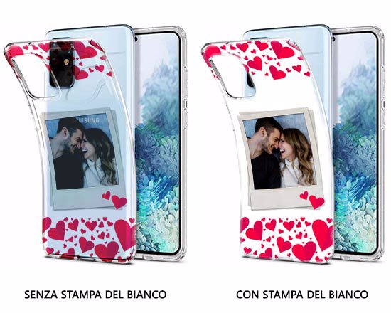 Cover trasparente Galaxy S20 Cuori - con e senza stampa del bianco
