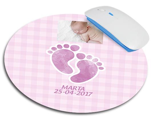 Tappetino mouse tondo Impronte rosa