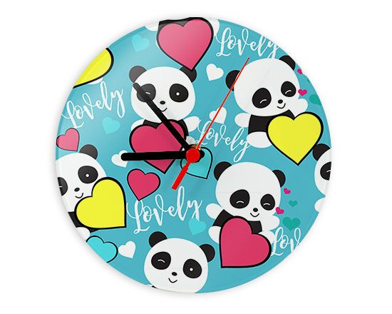 Orologio in vetro con piccoli panda