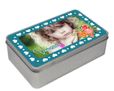 Scatola di latta rettangolare Blue Shabby hearts