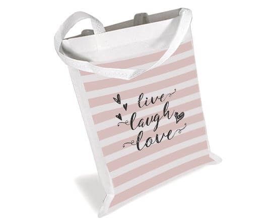 Borsa spesa con fasce e scritta