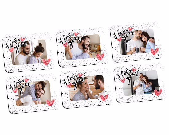Calamita rettangolare con grafica i love you per San valentino - venduto in pack da 6