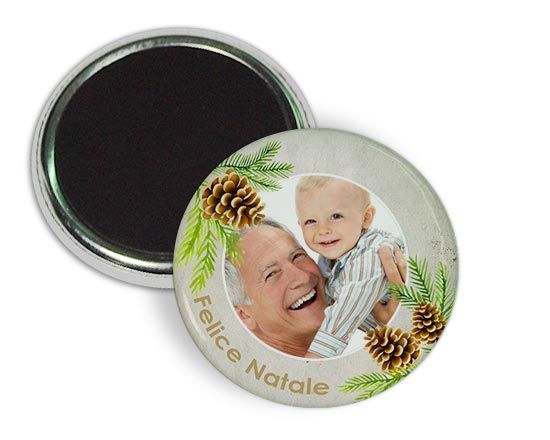 Il magnete da frigo con pigne e rami
