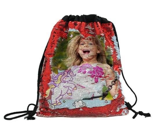 Sacca personalizzata con paillettes rosse