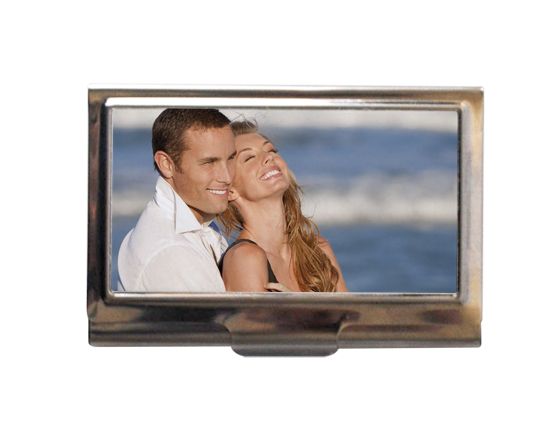 Portabigliettini da visita carte di credito personalizzato con foto di una coppia