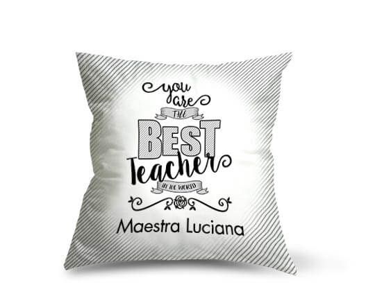 Cuscino quadrato con dedica per la maestra