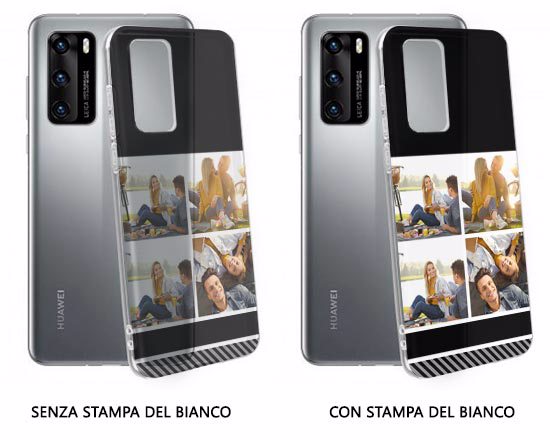 Cover trasparente per huawei P40, personalizzata con collage 4 riquadri