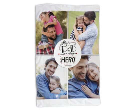 Foto su coperta in pile e grafica collage