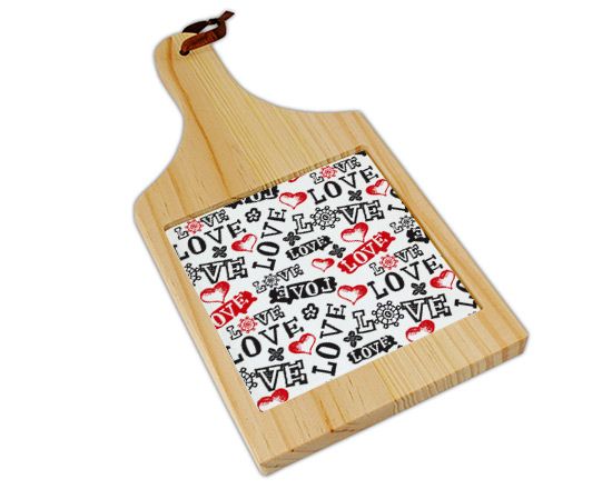 Tagliere in legno con grafica con scritte