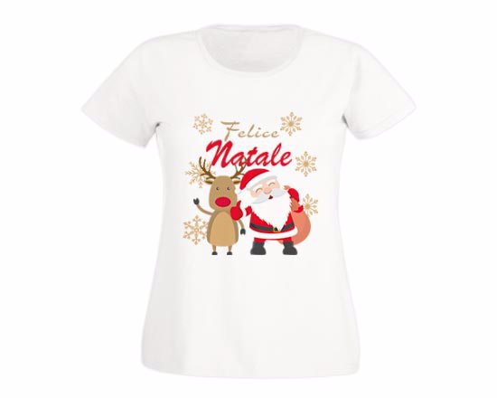 T-shirt donna in cotone Babbo e renna
