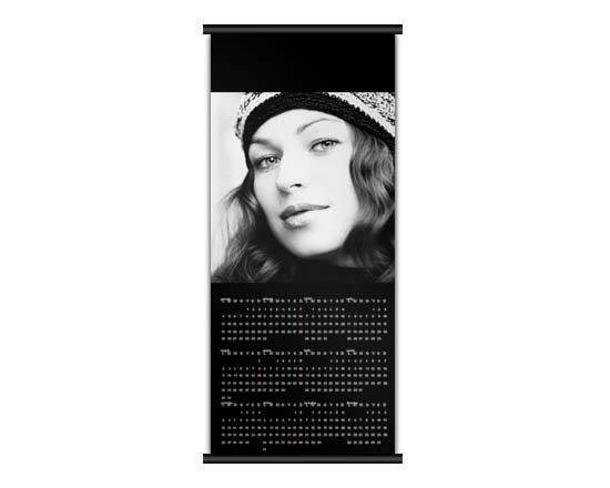 Calendario su pagina singola nel formato 30x70 con grafica nera