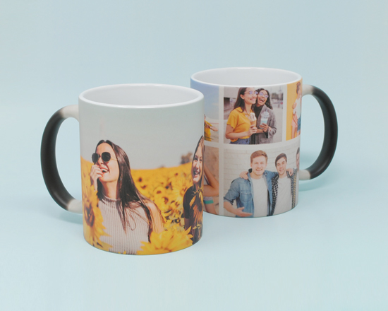 tazza nera personalizzata con foto e collage