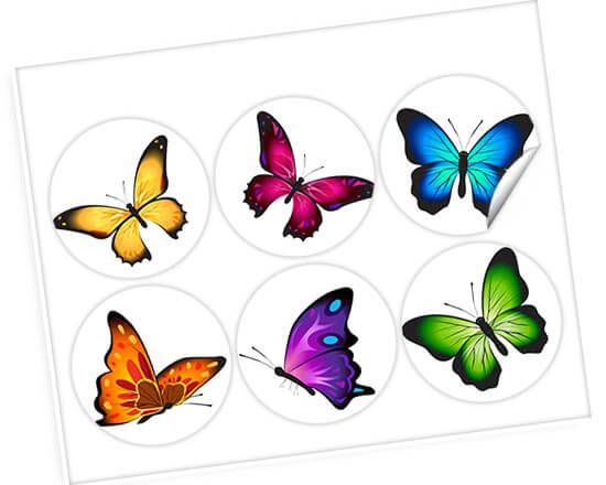 Adesivi rotondi con grafica con farfalle