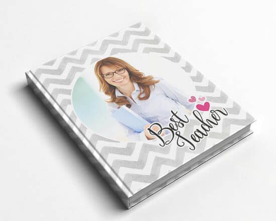 Agenda con grafica a zig zag con cuori