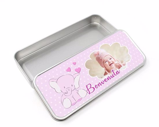 Scatolina in latta con coperchio personalizzato