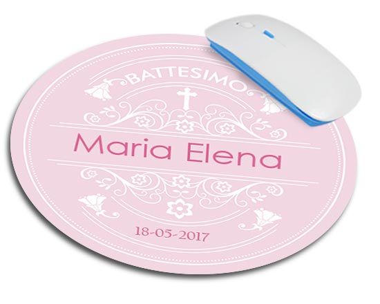 Tappetino mouse tondo Baptism with flowers