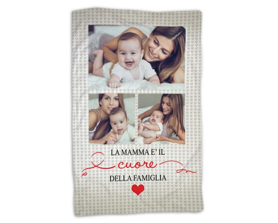 Plaid con foto con piccoli cuori e scritta
