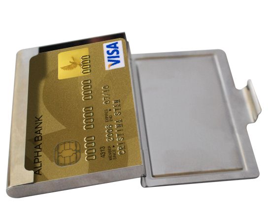 Portabigliettini da visita carte di credito particolare dell'interno