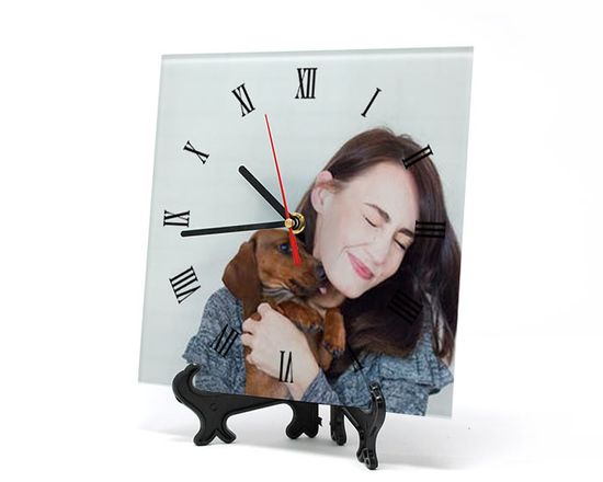 orologio in vetro quadrato da tavolo o da parete personalizzato