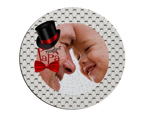 Puzzle rotondo personalizzato con foto e grafica Miglior papà