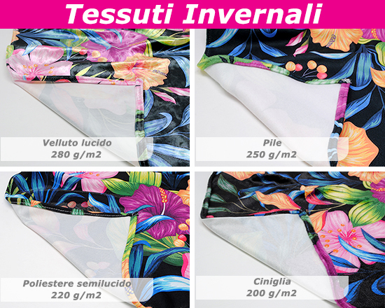 dettaglio tessuti invernali per sciarpa personalizzata