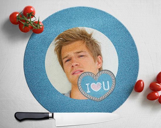 Tagliere tondo con grafica effetto jeans